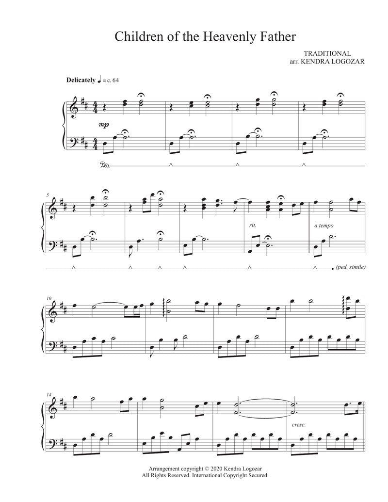 Kendra Logozar - Children of the Heavenly Father - Sheet Music Download