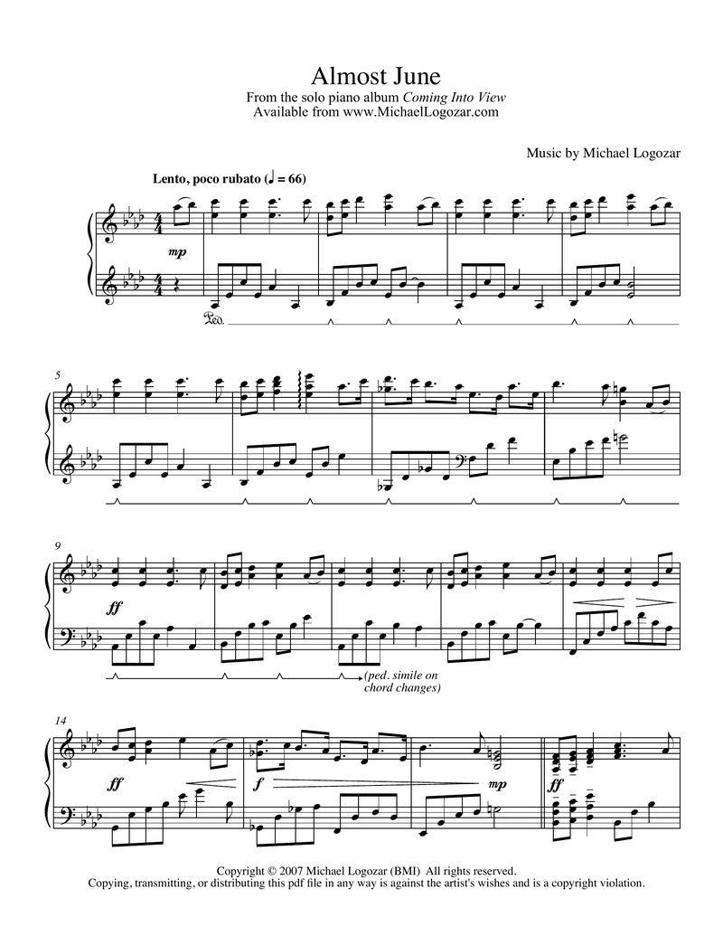 Almost June - Sheet Music Download