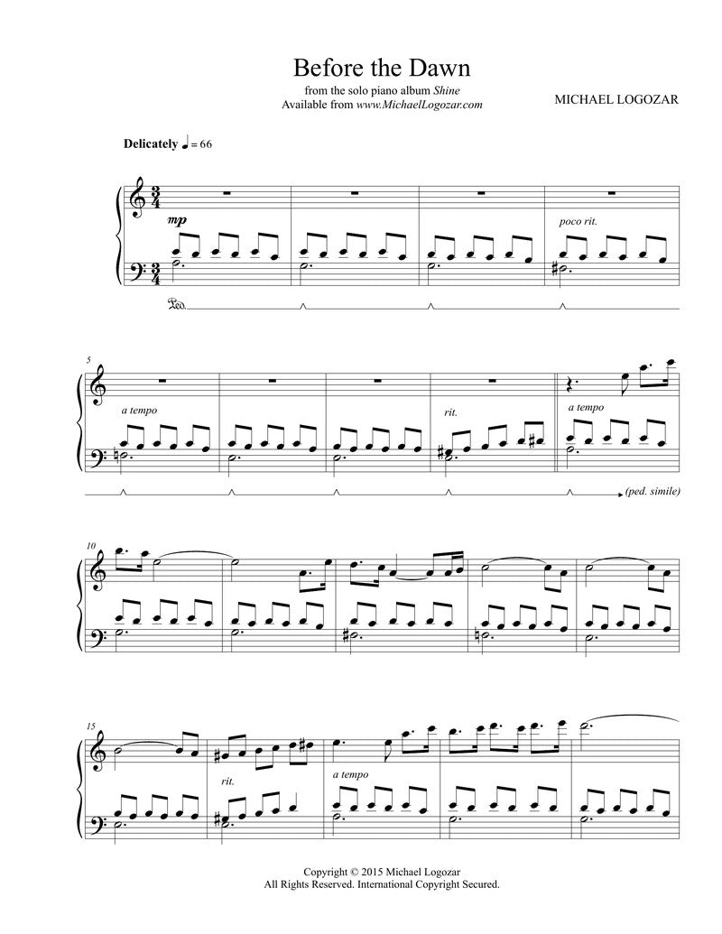 Before the Dawn - Sheet Music Download
