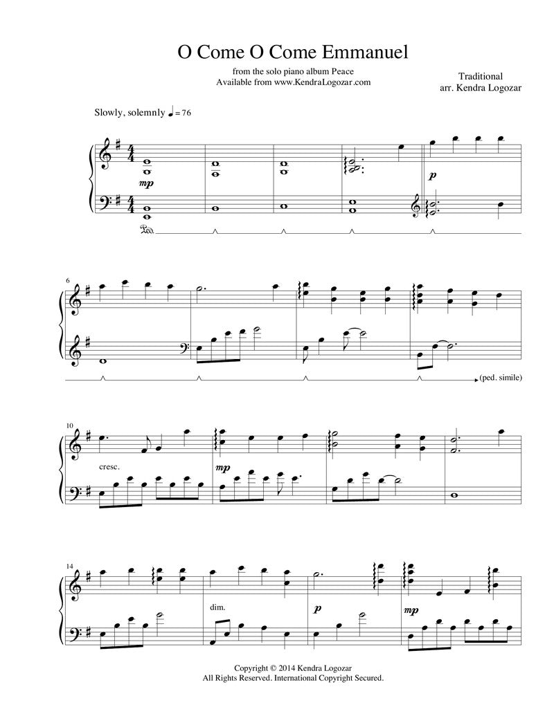 O Come O Come Emmanuel - Sheet Music Download