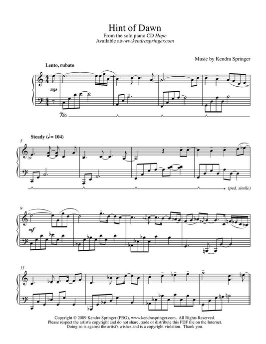 Hint of Dawn - Sheet Music Download