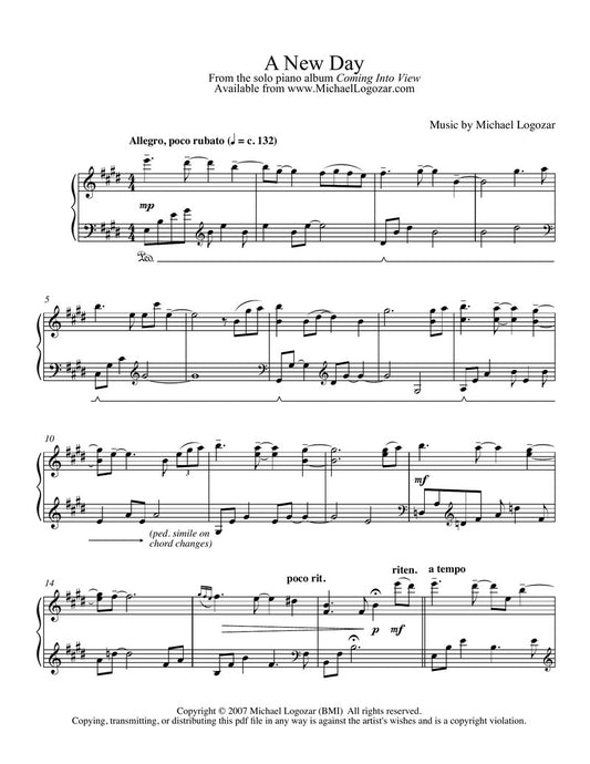 A New Day - Sheet Music Download