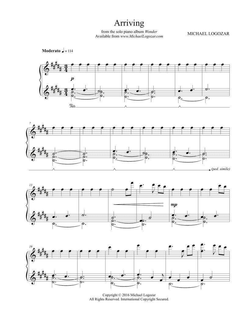 Arriving - Sheet Music Download