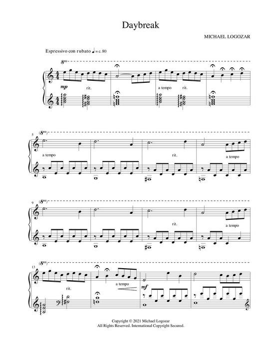 Daybreak (Solo Piano) - Sheet Music Download