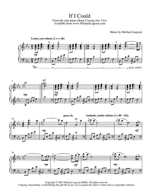 If I Could - Sheet Music Download