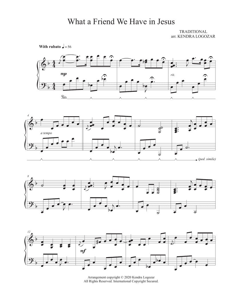 Kendra Logozar - What a Friend We Have in Jesus - Sheet Music Download